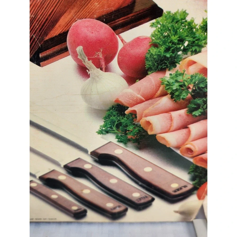 Vtg Old Homestead 5 Piece Kitchen Knife Set In Slant Counter Block Japan NEW!